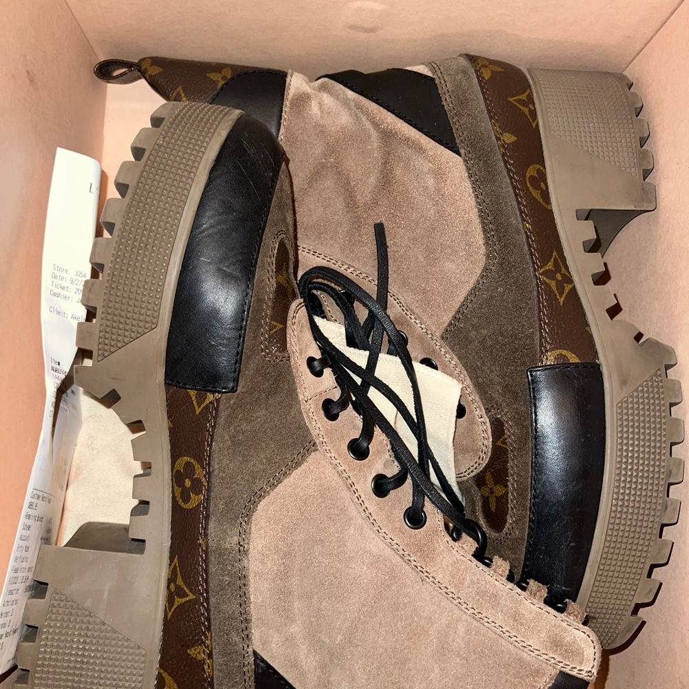 Louis Vuitton Beige and Black Monogram Boots